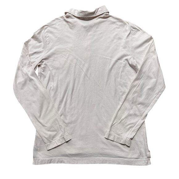 Billy Reid Polo Shirt Men's Medium Cream Off White Cotton Long Sleeve Casual - Picture 5 of 5